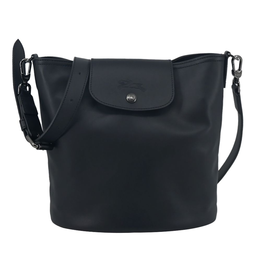 LONGCHAMP LE PLIAGE XTRA系列牛皮斜背翻蓋水桶包(黑)/平行輸入