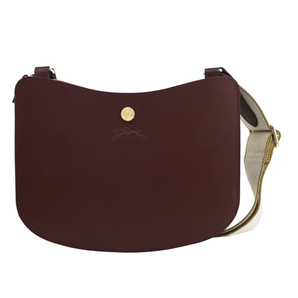 LONGCHAMP ÉPURE系列滑面小牛皮雙層斜背包(酒紅)/平行輸入