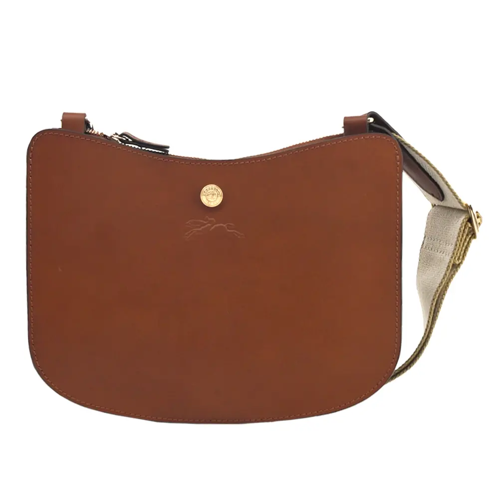 LONGCHAMP ÉPURE系列滑面小牛皮雙層斜背包(白蘭地酒)/平行輸入