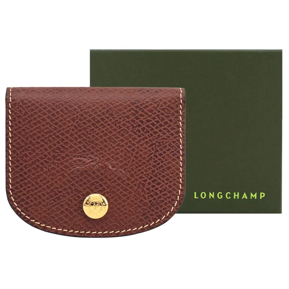 低價限搶💥LONGCHAMP ÉPURE系列牛皮壓印翻蓋名片夾(棕)/平行輸入