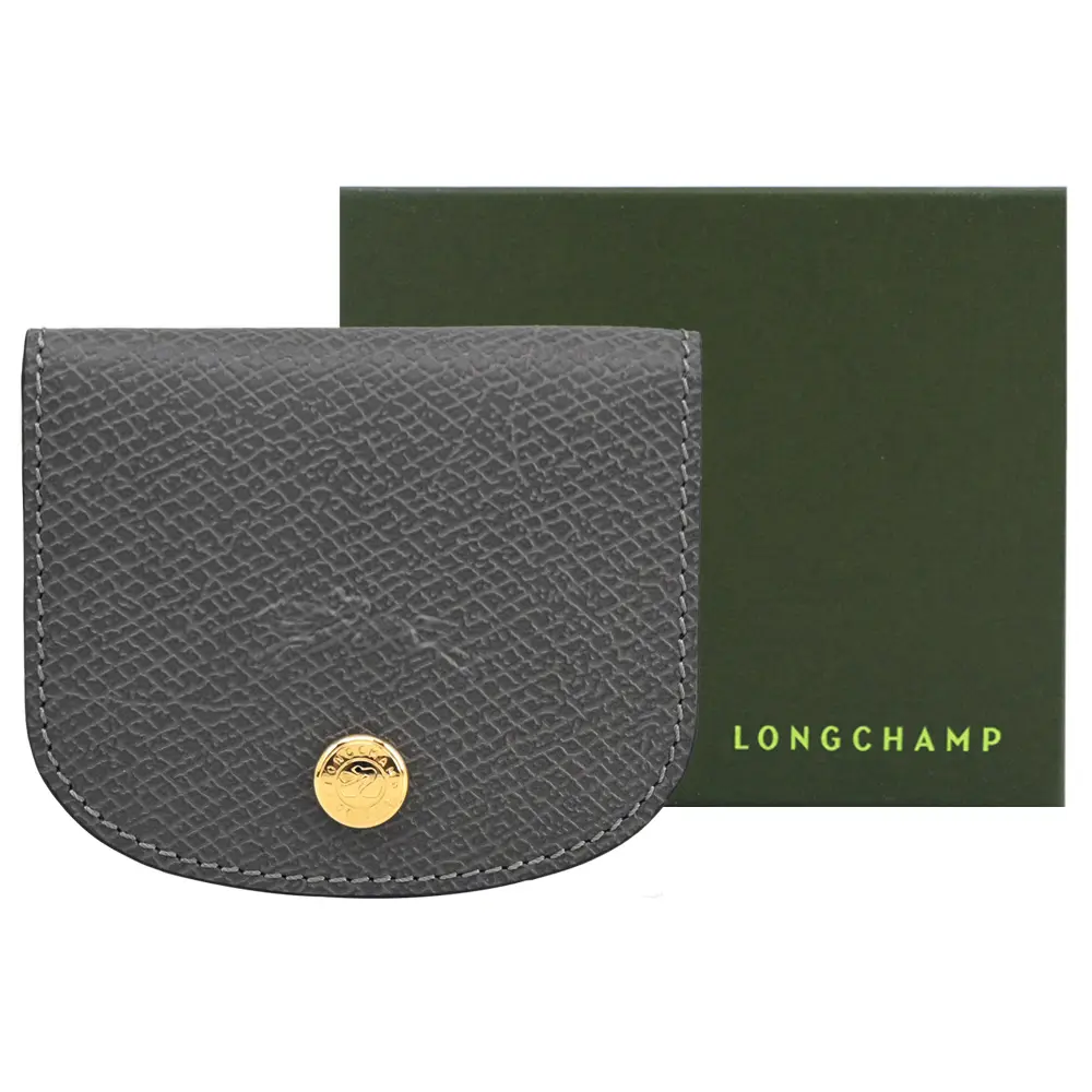 LONGCHAMP ÉPURE系列牛皮壓印翻蓋名片夾(斑鳩灰)/平行輸入