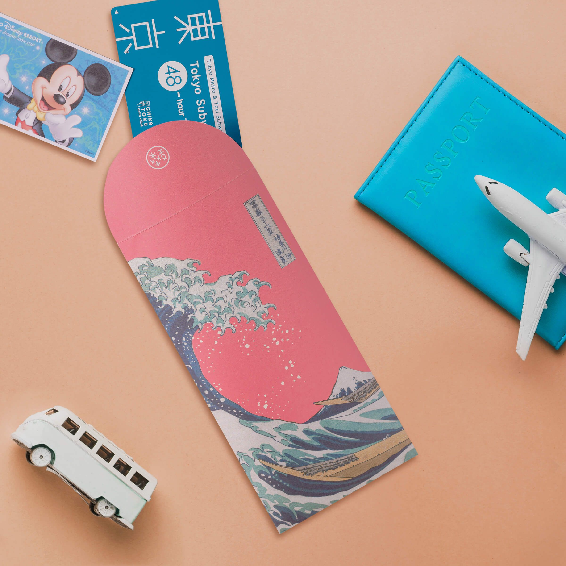 臻印藝術萬用袋/ 浮世繪/ 神奈川沖浪裏/ 桃もも/ 6入