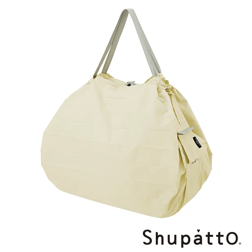 Shupatto 燈籠型日常素色秒收環保啪啪包-大/ 腰果米