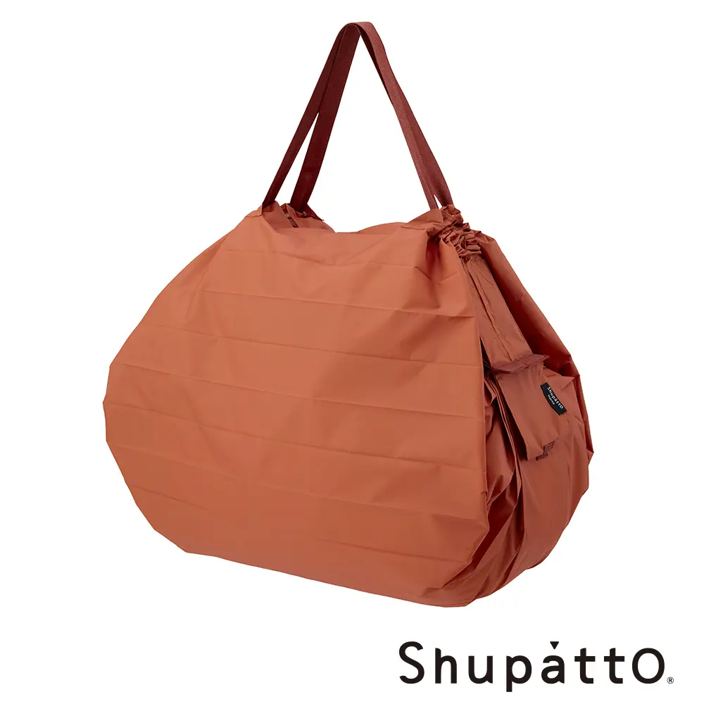 Shupatto 燈籠型日常素色秒收環保啪啪包-大/ 紅磚橘