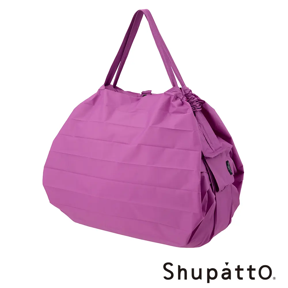 Shupatto 燈籠型日常素色秒收環保啪啪包-大/ 牡丹桃