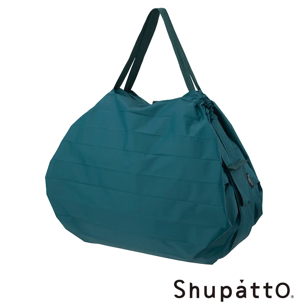 Shupatto 燈籠型日常素色秒收環保啪啪包-大/ 長青綠