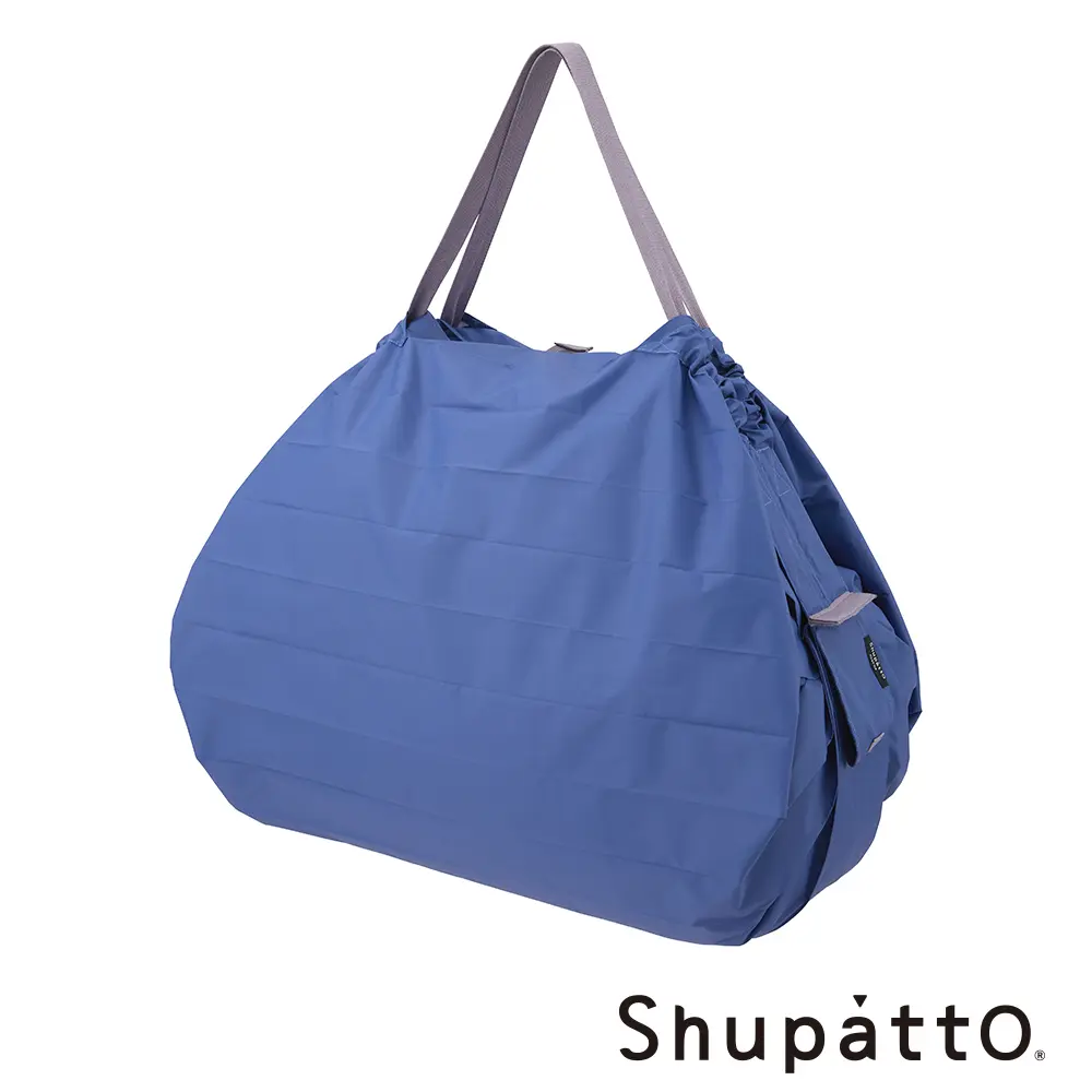 Shupatto 燈籠型日常素色秒收環保啪啪包-大/ 窈湖藍