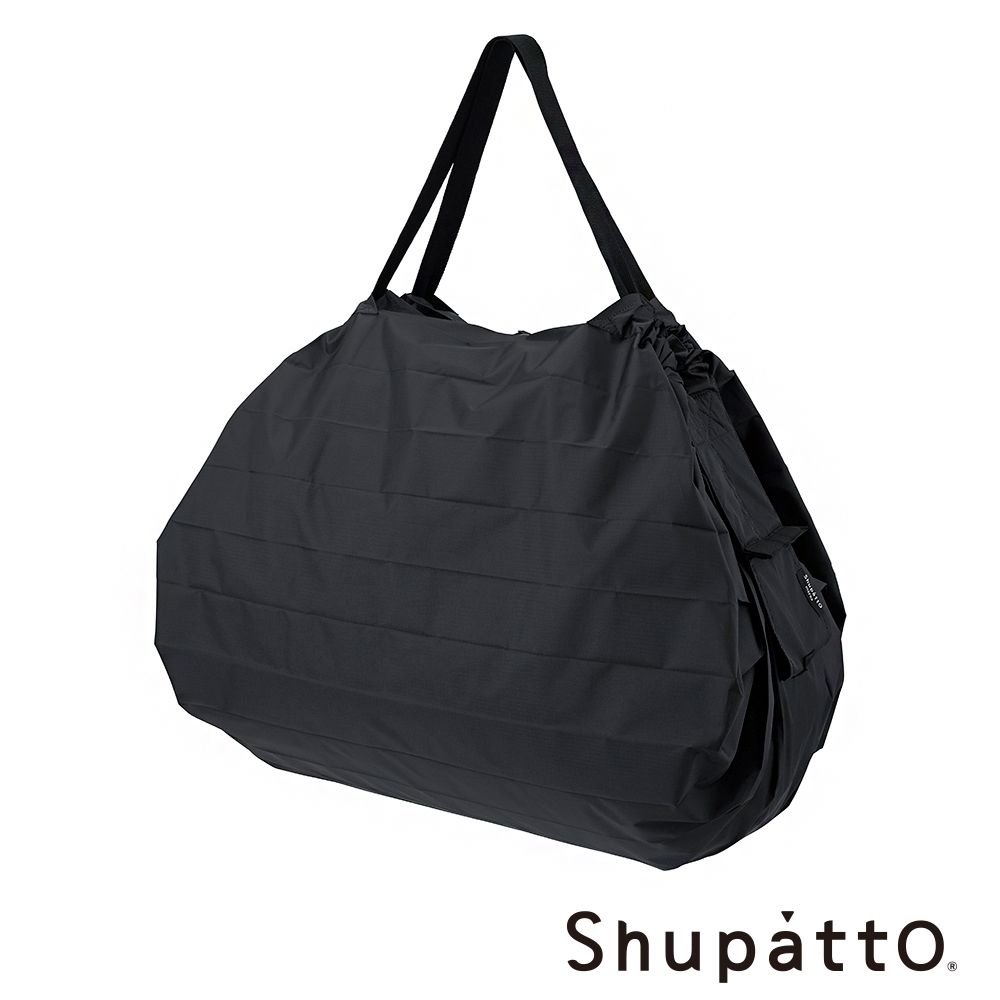 Shupatto 燈籠型日常素色秒收環保啪啪包-大/ 瞬息黑