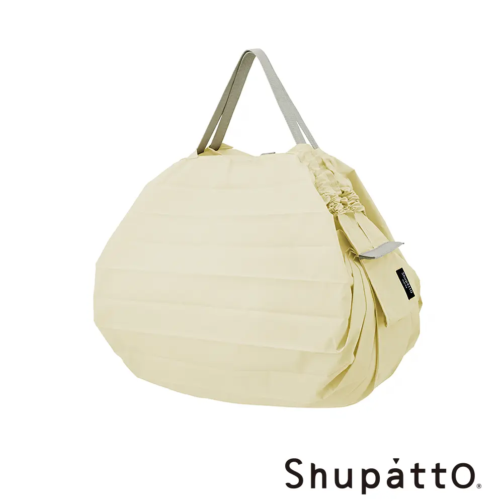 Shupatto 燈籠型日常素色秒收環保啪啪包-中/ 腰果米