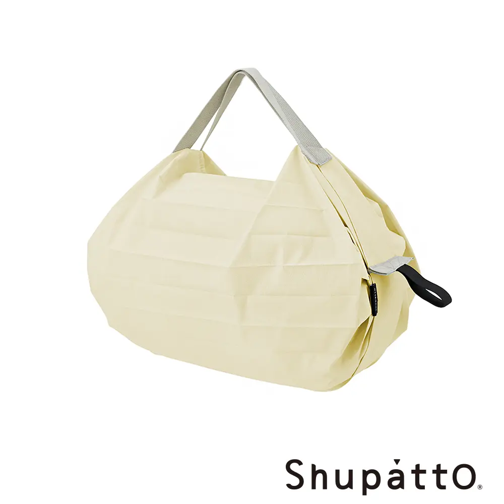 Shupatto 燈籠型日常素色秒收環保啪啪包-小/ 腰果米