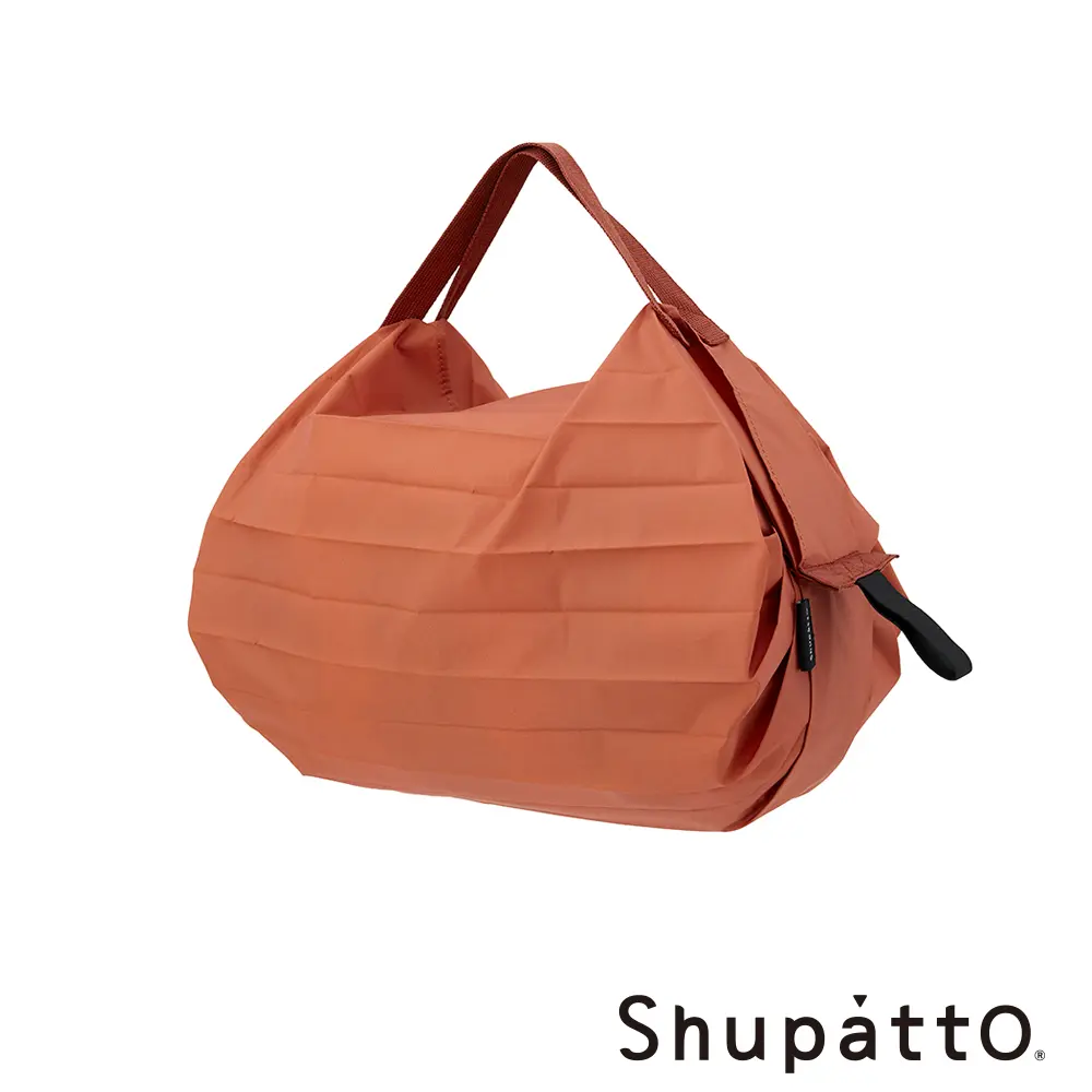 Shupatto 燈籠型日常素色秒收環保啪啪包-小/ 紅磚橘