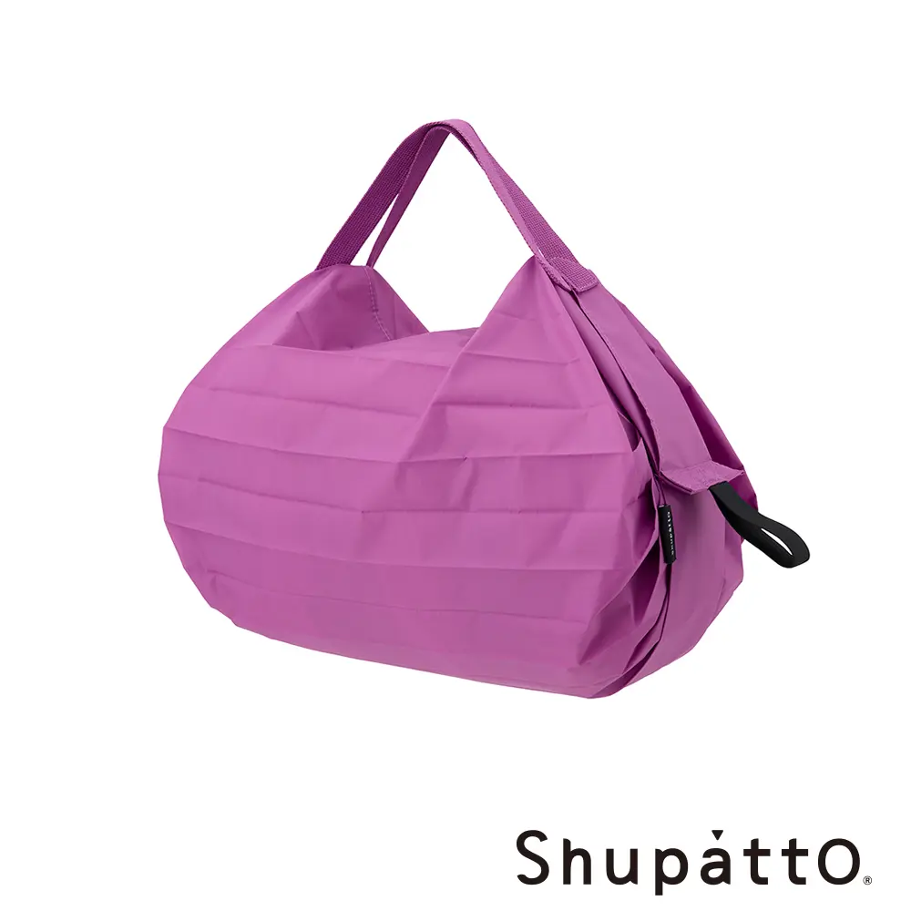 Shupatto 燈籠型日常素色秒收環保啪啪包-小/ 牡丹桃