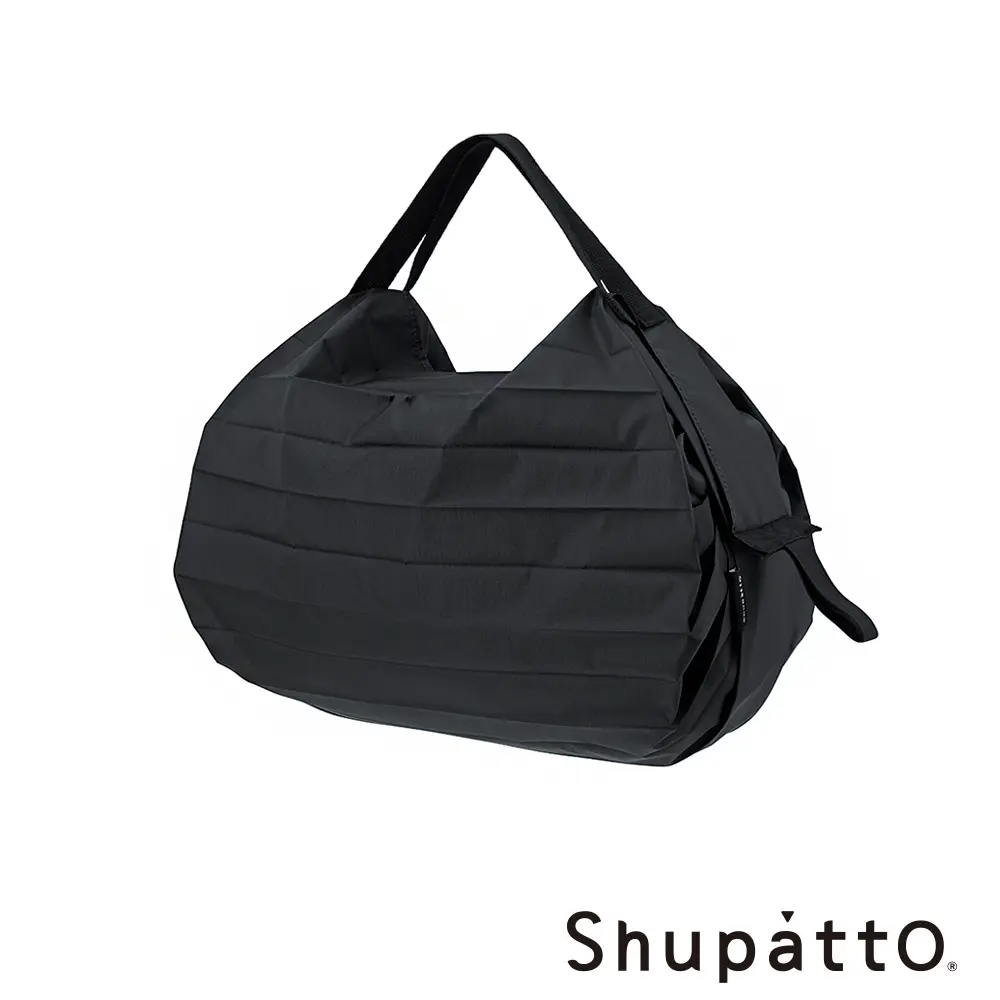 Shupatto 燈籠型日常素色秒收環保啪啪包-小/ 瞬息黑