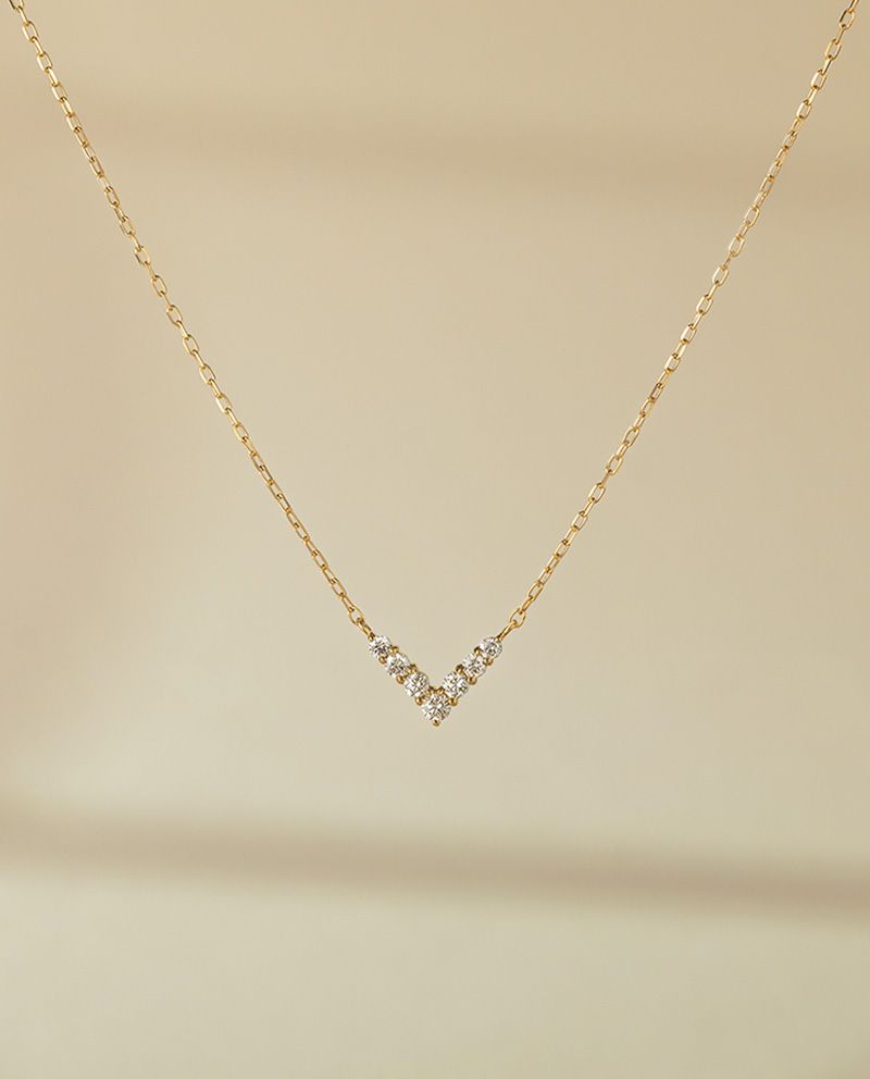 【ARTE WHITE】K18 曜V鑽石項鍊 0.15ct