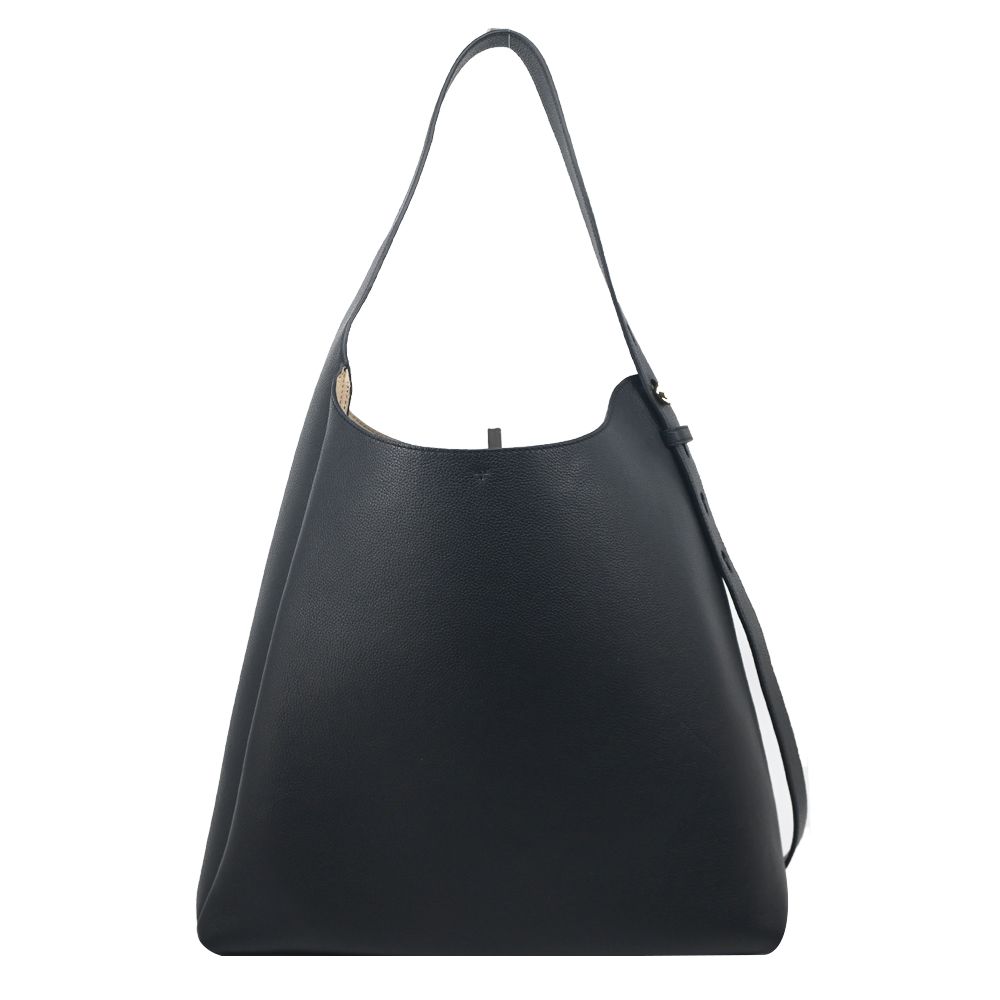 TORY BURCH Romy Hobo 荔枝紋肩背包-中(多色選)/平行輸入/ 黑色