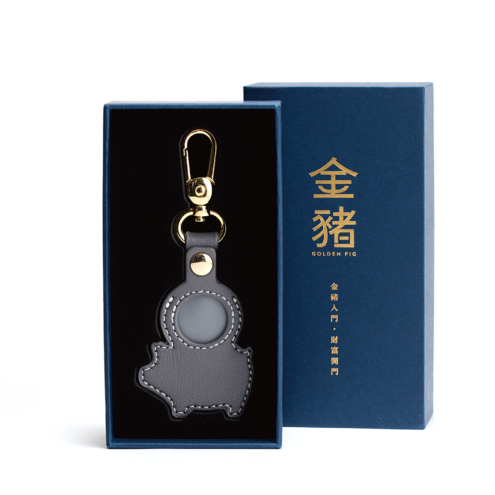 金豬掌上明豬鑰匙圈/ 玄灰色