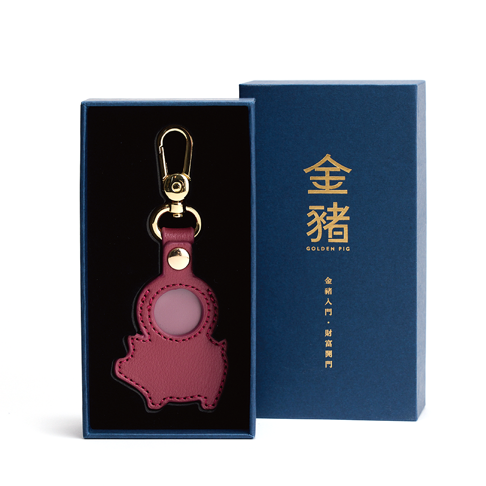 金豬掌上明豬鑰匙圈/ 玫紅色