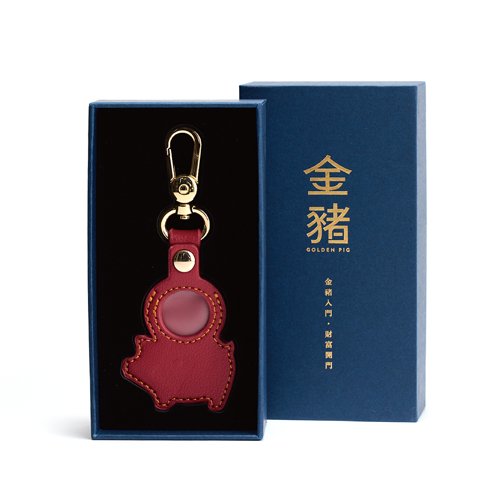 金豬掌上明豬鑰匙圈/ 硃砂紅