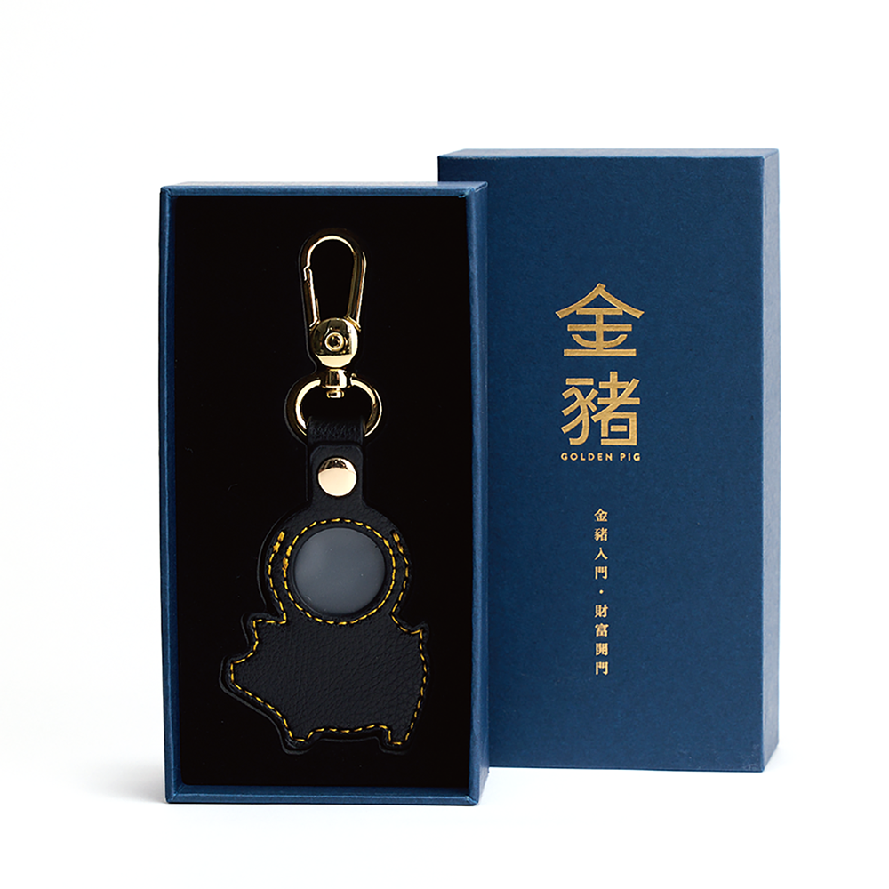 金豬掌上明豬鑰匙圈/ 墨黑色