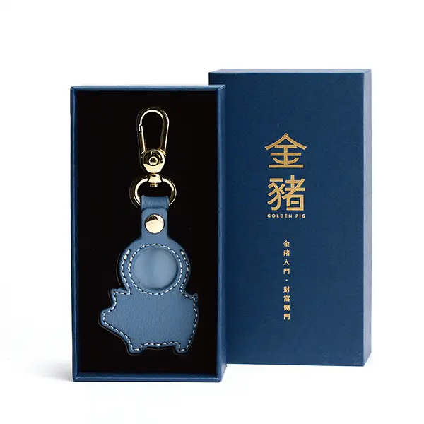 金豬掌上明豬鑰匙圈/ 琉璃藍