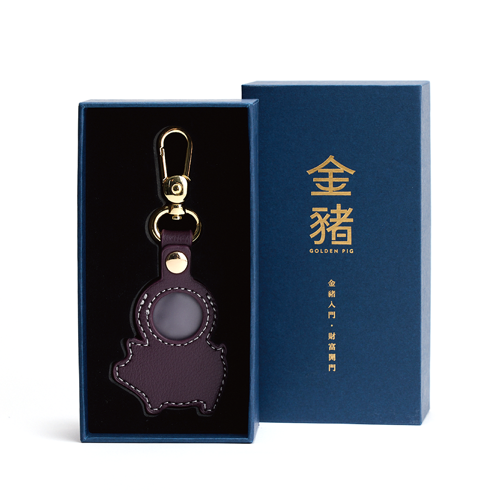金豬掌上明豬鑰匙圈/ 深紫色