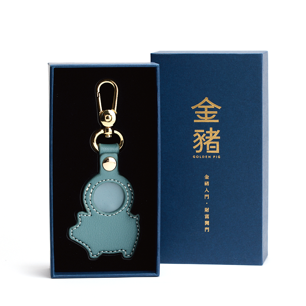 金豬掌上明豬鑰匙圈/ 孔雀綠