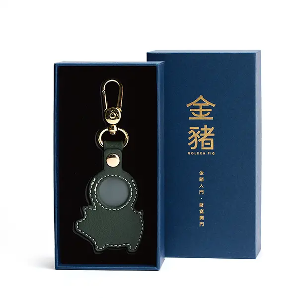 金豬掌上明豬鑰匙圈/ 深綠色