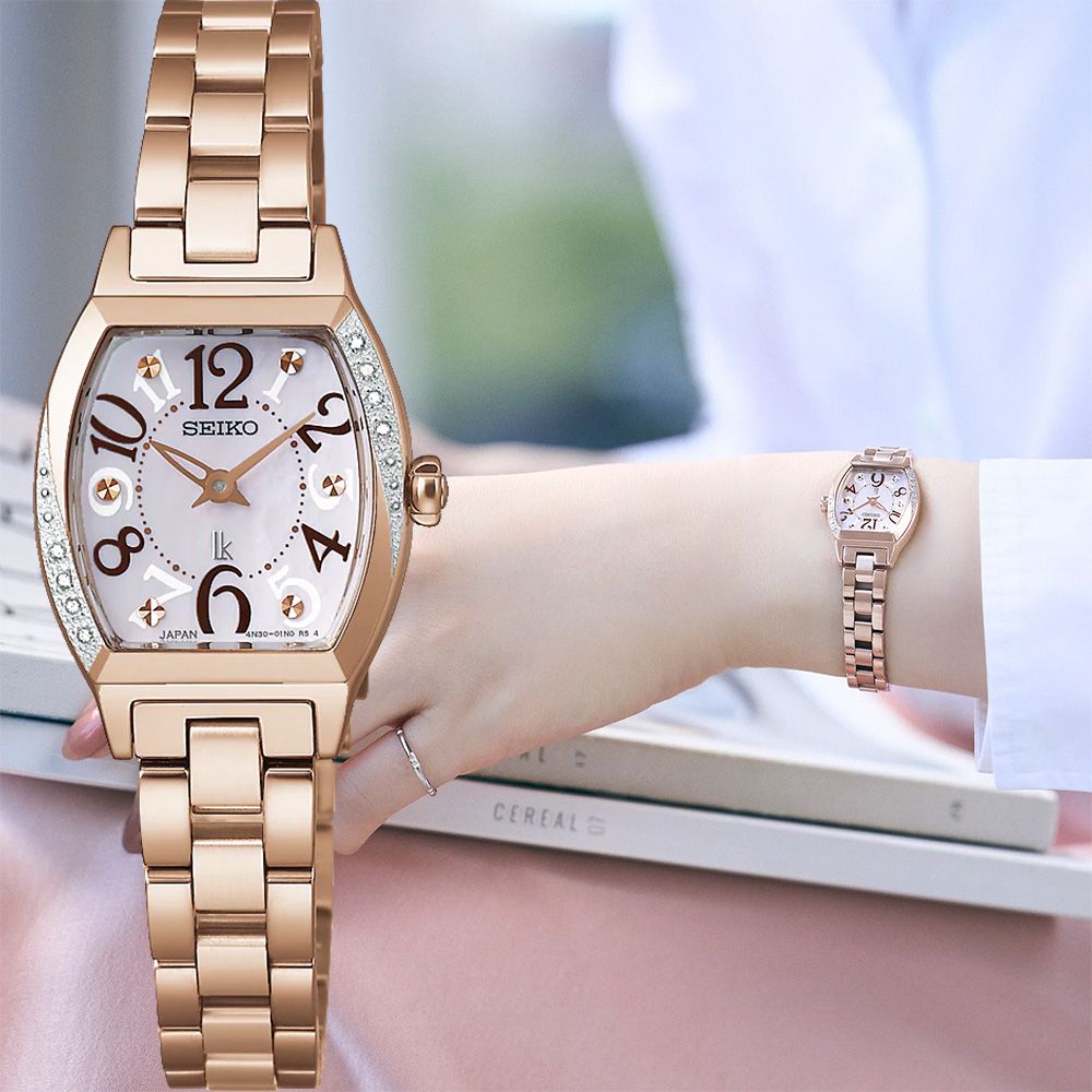 SEIKO 精工 LUKIA 幸運四葉草 酒桶型鑽石珍珠貝女錶-21mm(SSWA016J/4N30-01D0K)