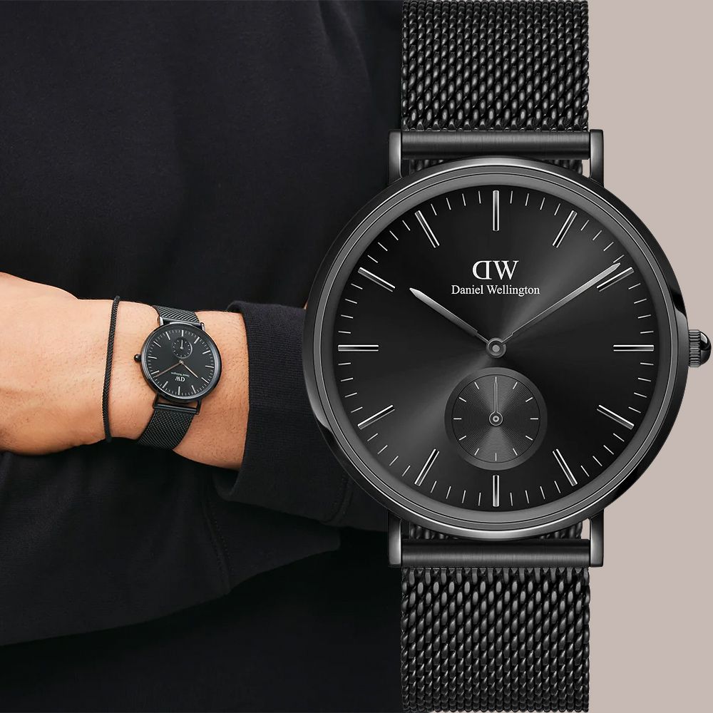 Daniel Wellington DW 男錶-40mm Classic Ashfield 經典極簡美學米蘭帶手錶-黑(DW00100714)