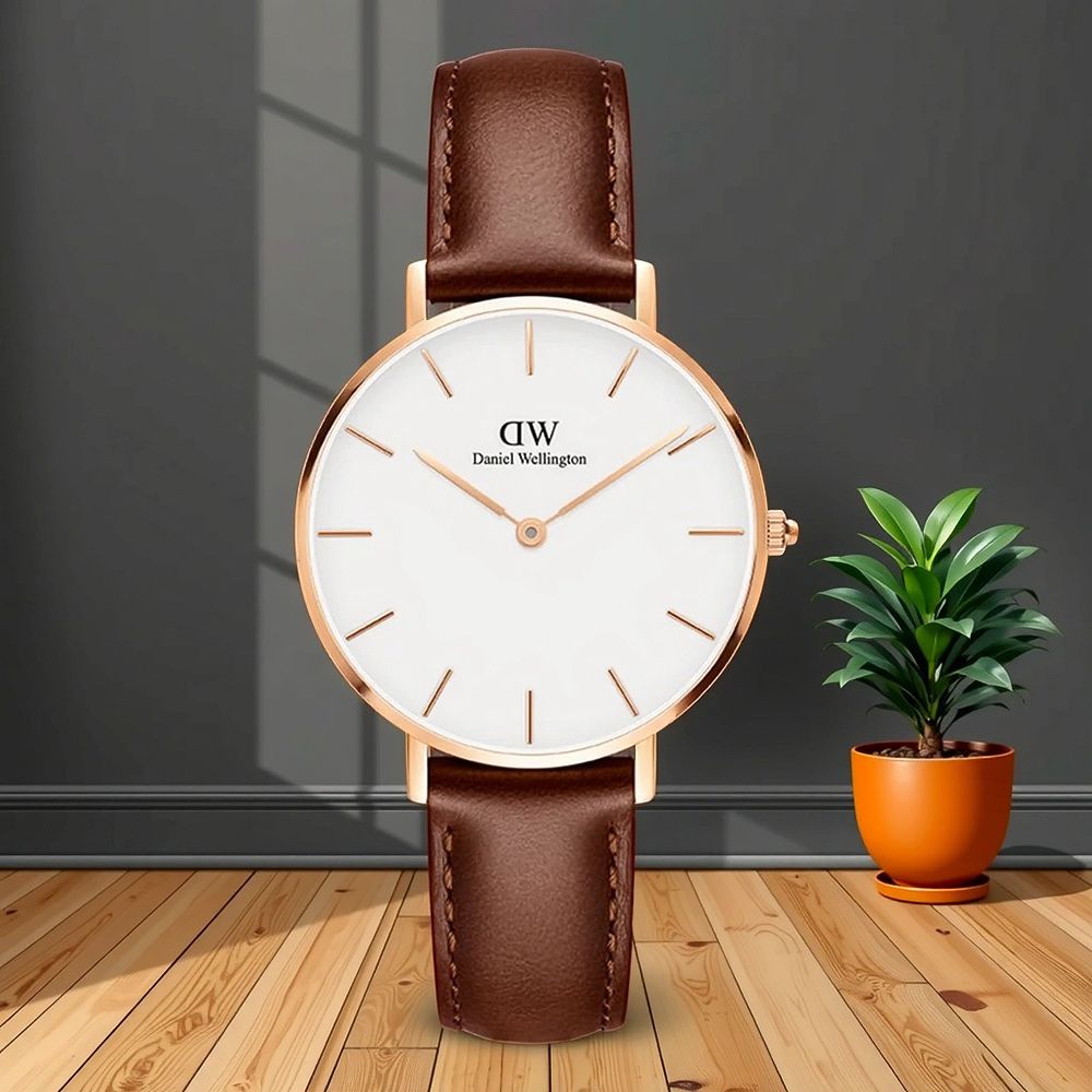 Daniel Wellington DW 女錶-28mm Petite St Mawes 經典極簡手錶-玫瑰金框x焦糖棕皮帶(DW00100231)