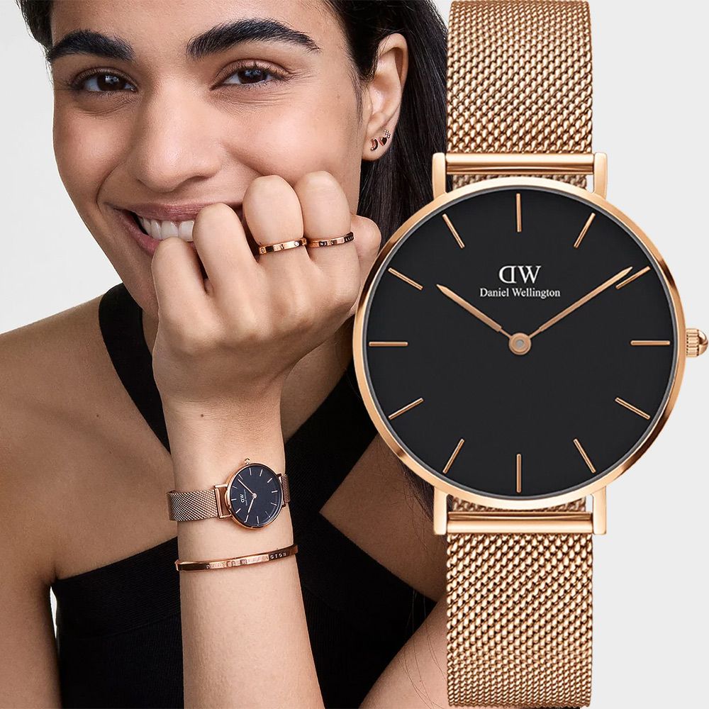 Daniel Wellington DW 女錶-28mm Petite Melrose 經典極簡米蘭帶手錶-玫瑰金框(DW00100217)
