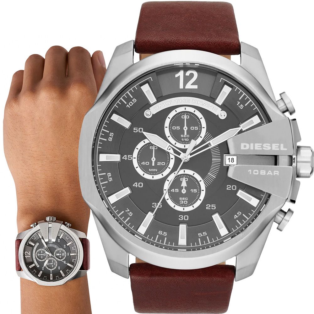 DIESEL Mega Chief 大錶徑粗獷三眼計時手錶 男錶-51mm (DZ4290)