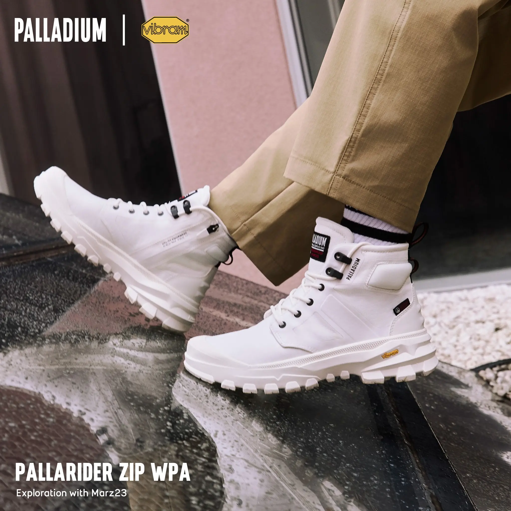 PALLADIUM PALLARIDER ZIP WPA黃金大底赤標防水靴/防水鞋/休閒鞋-男鞋/女鞋-五色任選/ (B)白/ 5.5(23.5cm)