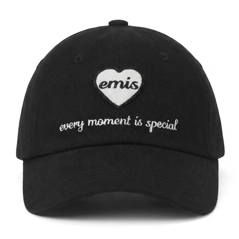 韓國 emis HEART WAPPEN BALL CAP 韓製 愛心刺繡棒球帽 黑色BLACK