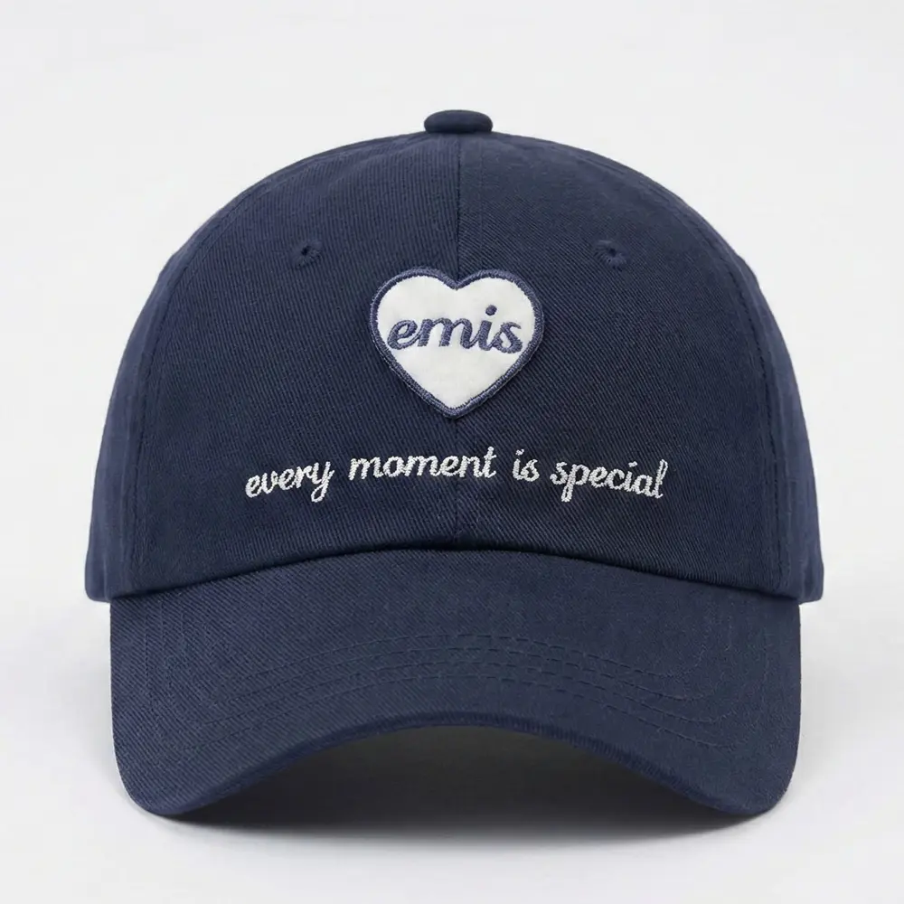 韓國 emis HEART WAPPEN BALL CAP 韓製 愛心刺繡棒球帽 深藍NAVY