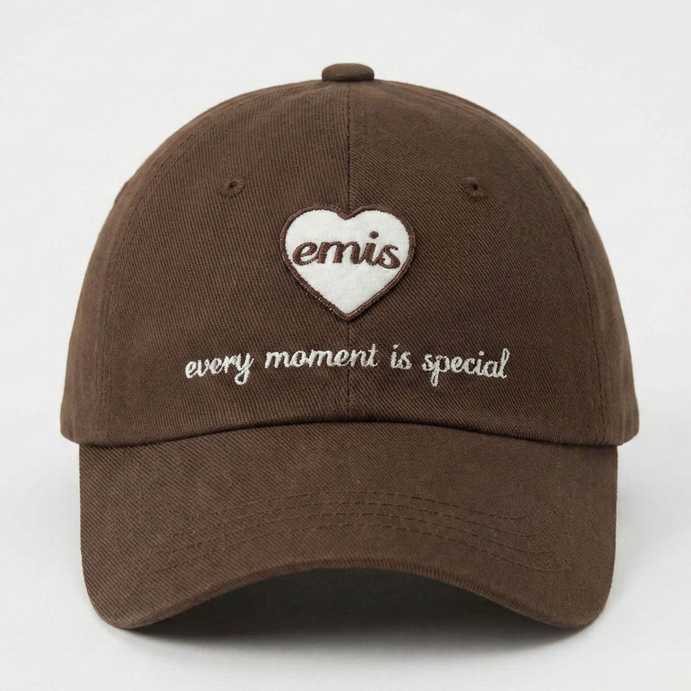 韓國 emis HEART WAPPEN BALL CAP 韓製 愛心刺繡棒球帽 棕色BROWN
