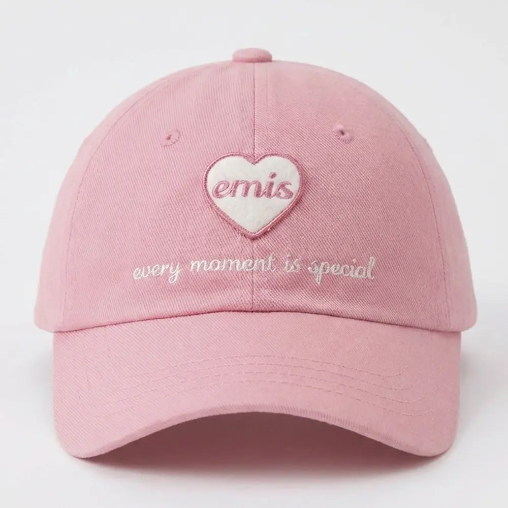 韓國 emis HEART WAPPEN BALL CAP 韓製 愛心刺繡棒球帽 粉色PINK