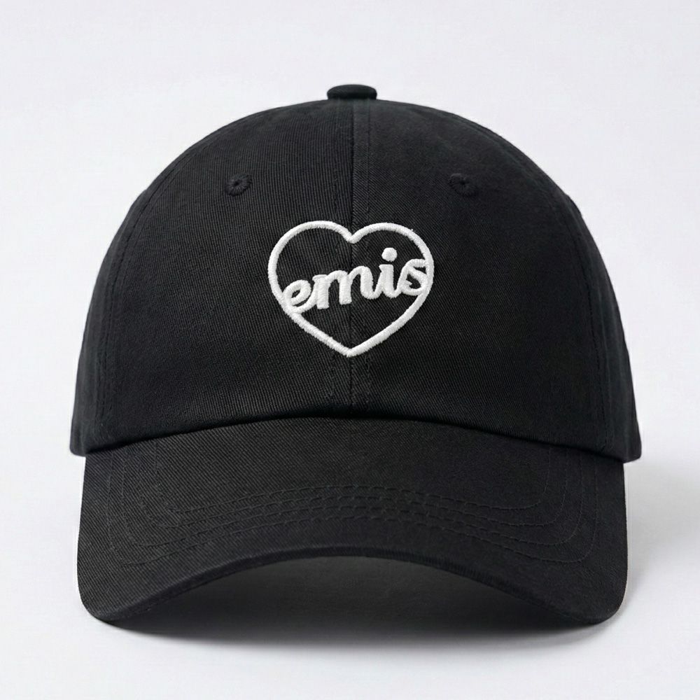 韓國 emis HEART BALL CAP 韓製愛心刺繡棒球帽 黑白色BLACK/WHITE