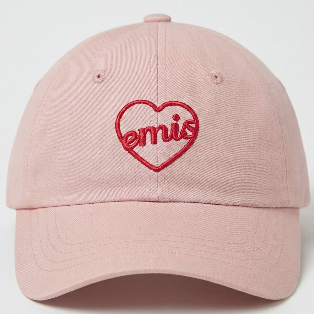 韓國 emis HEART BALL CAP 韓製愛心刺繡棒球帽 粉色PINK