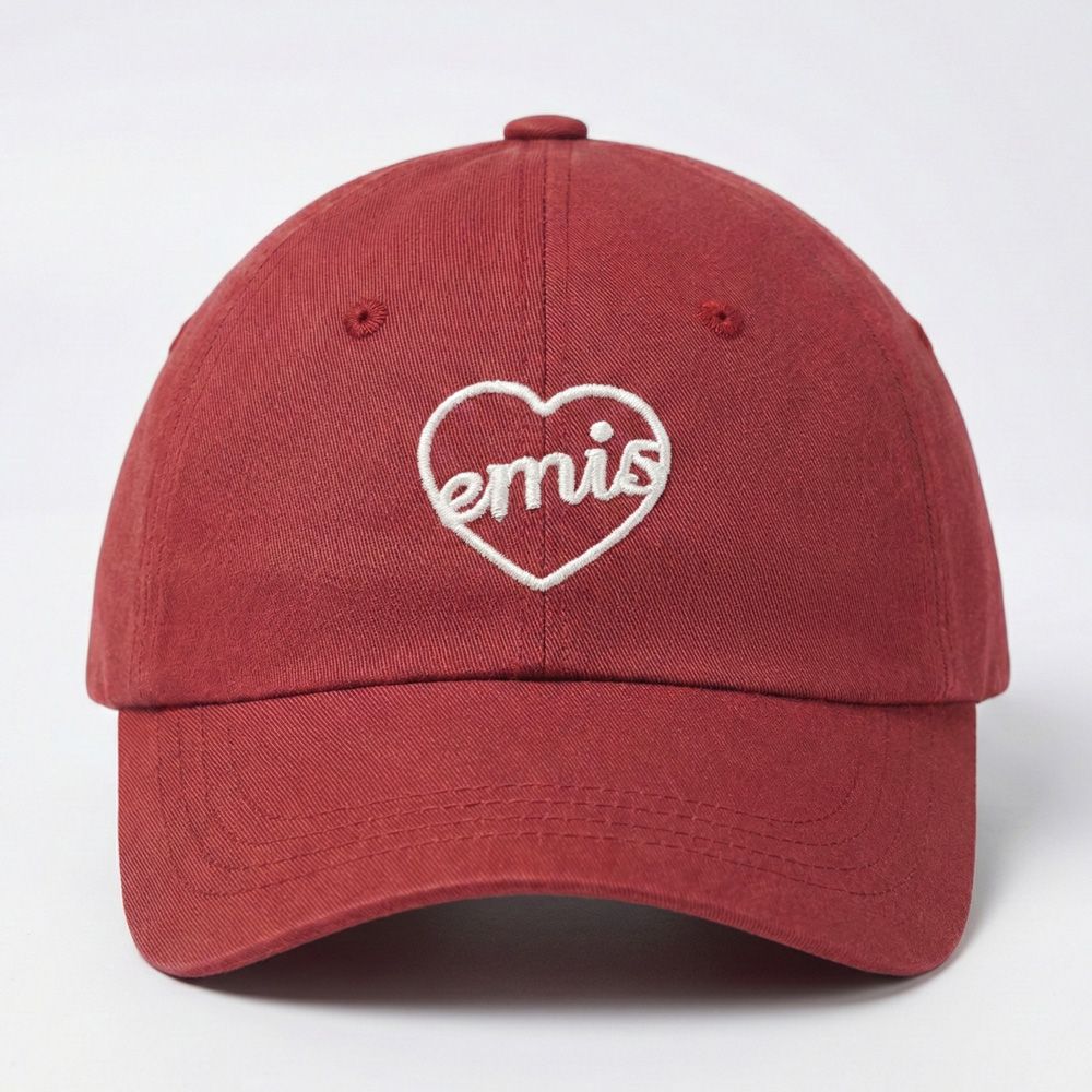韓國 emis HEART BALL CAP 韓製愛心刺繡棒球帽 紅色RED