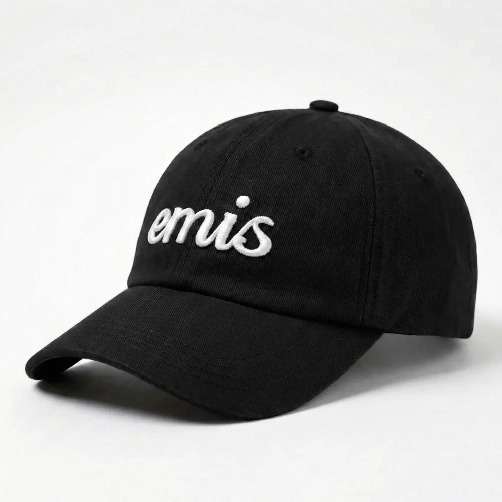韓國 emis APPLIQUE BALL CAP 韓製 草寫字母 黑色BLACK