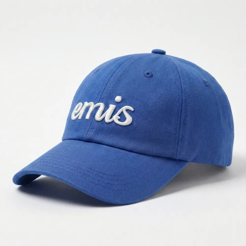 韓國 emis APPLIQUE BALL CAP 韓製棒球帽 草寫字母 藍色BLUE