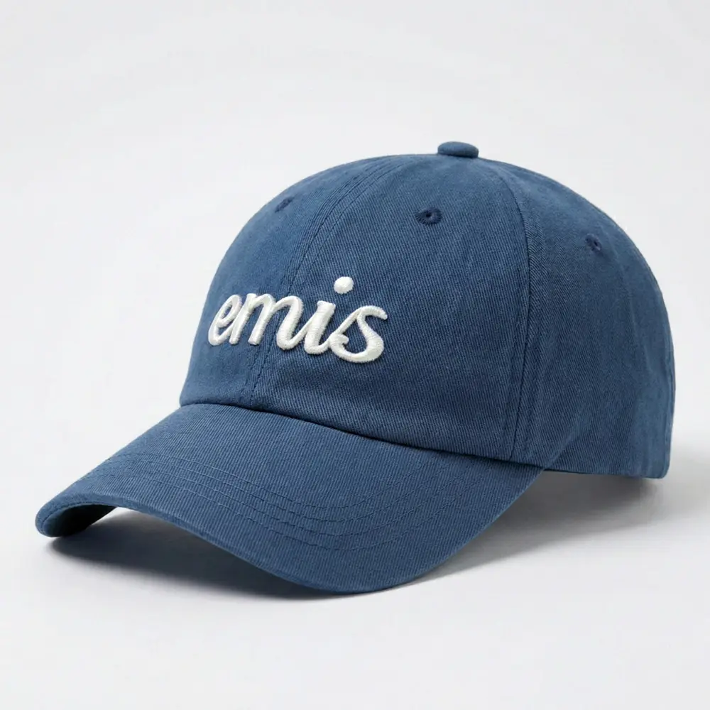 韓國 emis APPLIQUE BALL CAP 韓製棒球帽 草寫字母 藍綠色BLUE GREEN