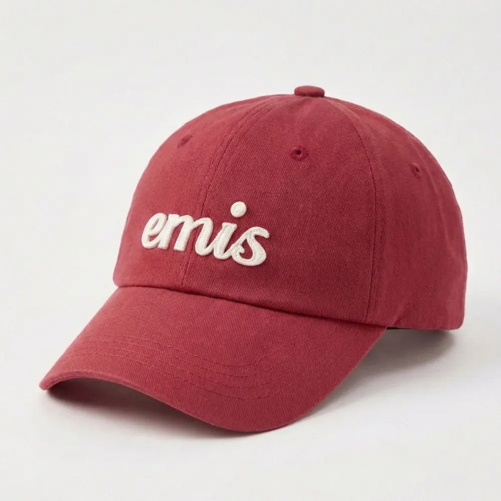 韓國 emis APPLIQUE BALL CAP 韓製棒球帽 草寫字母 紅色RED