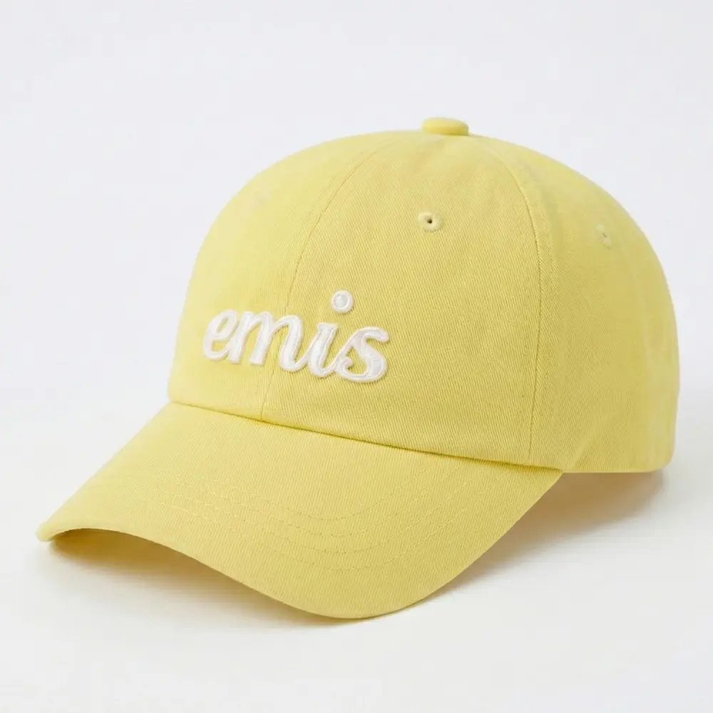 韓國 emis APPLIQUE BALL CAP 韓製棒球帽 草寫字母 黃色YELLOW