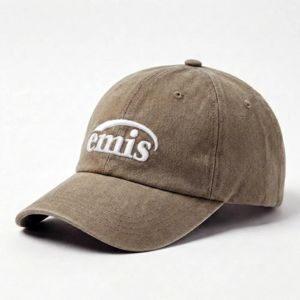 韓國 EMIS NEW LOGO PIGMENT BALL CAP 染色感刺繡棒球帽 焦糖棕BROWN