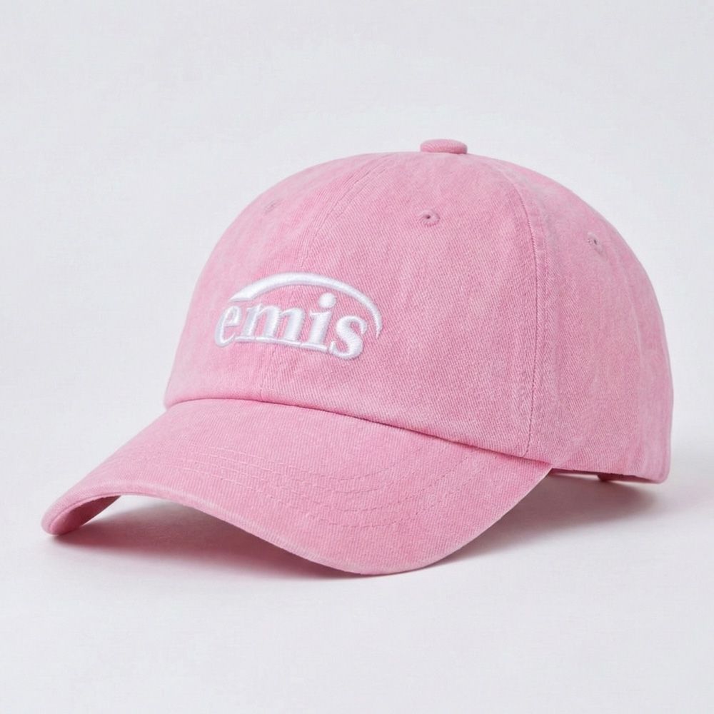 韓國 emis NEW LOGO PIGMENT BALL CAP 韓製 棒球帽 染色感刺繡 粉色PINK