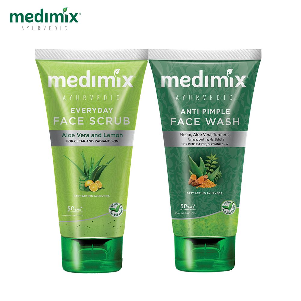【Medimix阿育吠陀】全效潔顏凝露150ml x3入(印度原廠授權)/  草本精萃150ml*2+青檸去角質150ml*1