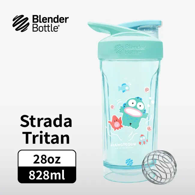 BlenderBottle Strada Tritan三麗鷗Sanrio人魚漢頓悠游水中按壓式環保水壺/ 28oz/ 828ml