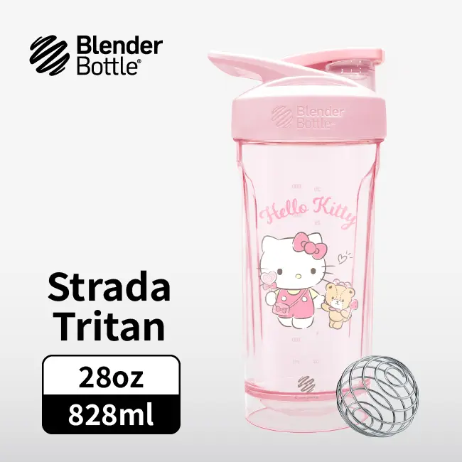 BlenderBottle Strada Tritan三麗鷗Sanrio Hello Kitty粉紅棒棒糖按壓式環保水壺/ 28oz/ 828ml
